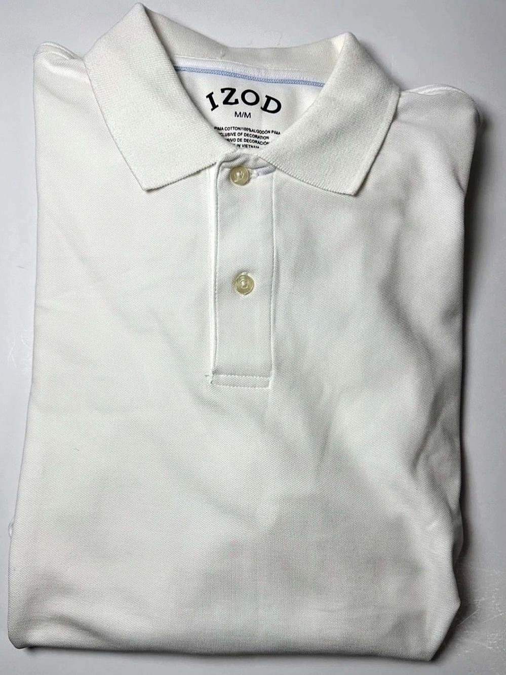 IZOD Men's Pima Cotton Polo White Size Medium Like New